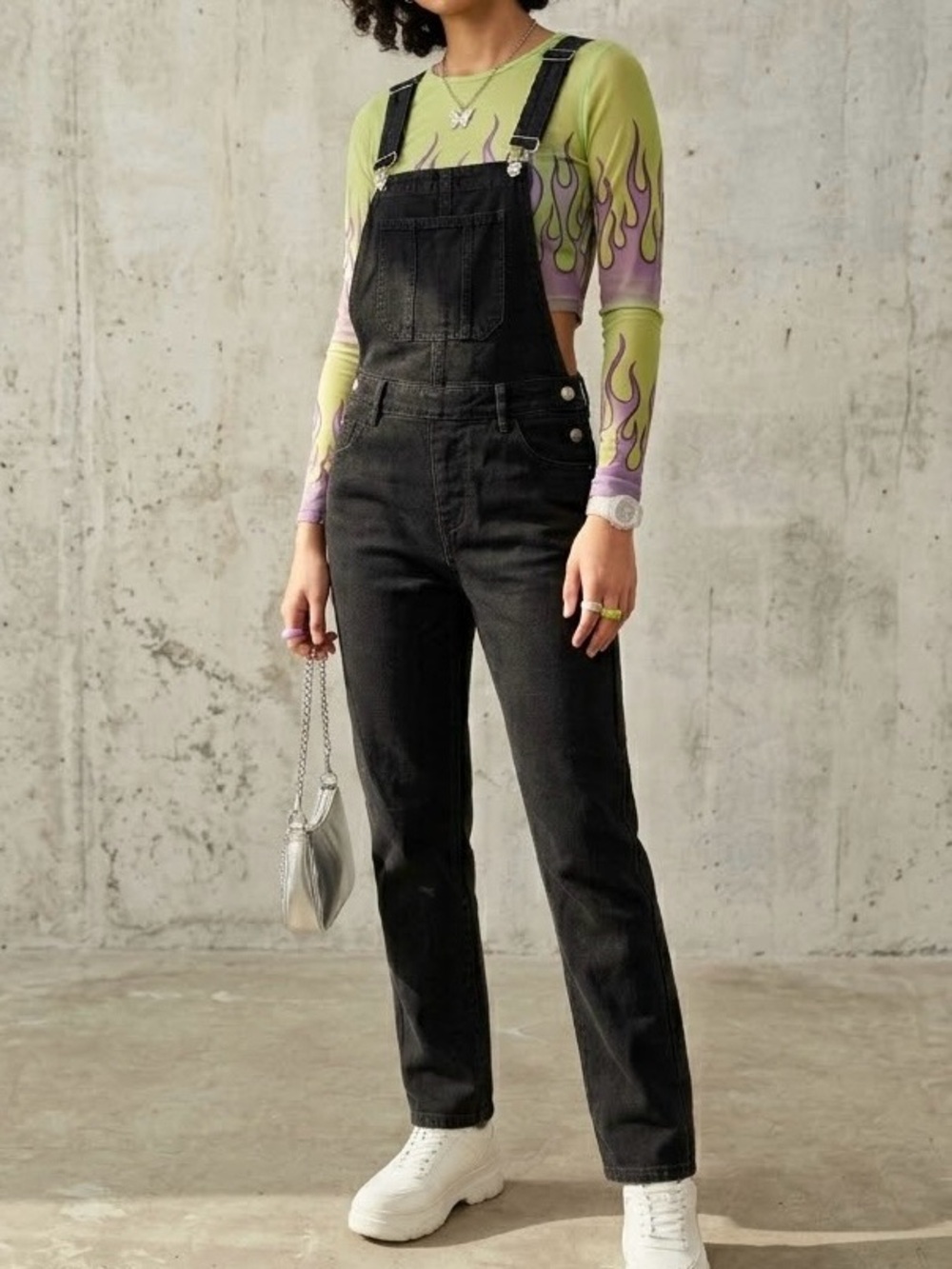 Twelve K New York Jet Black Denim Overalls Size Small Y2K Streetwear